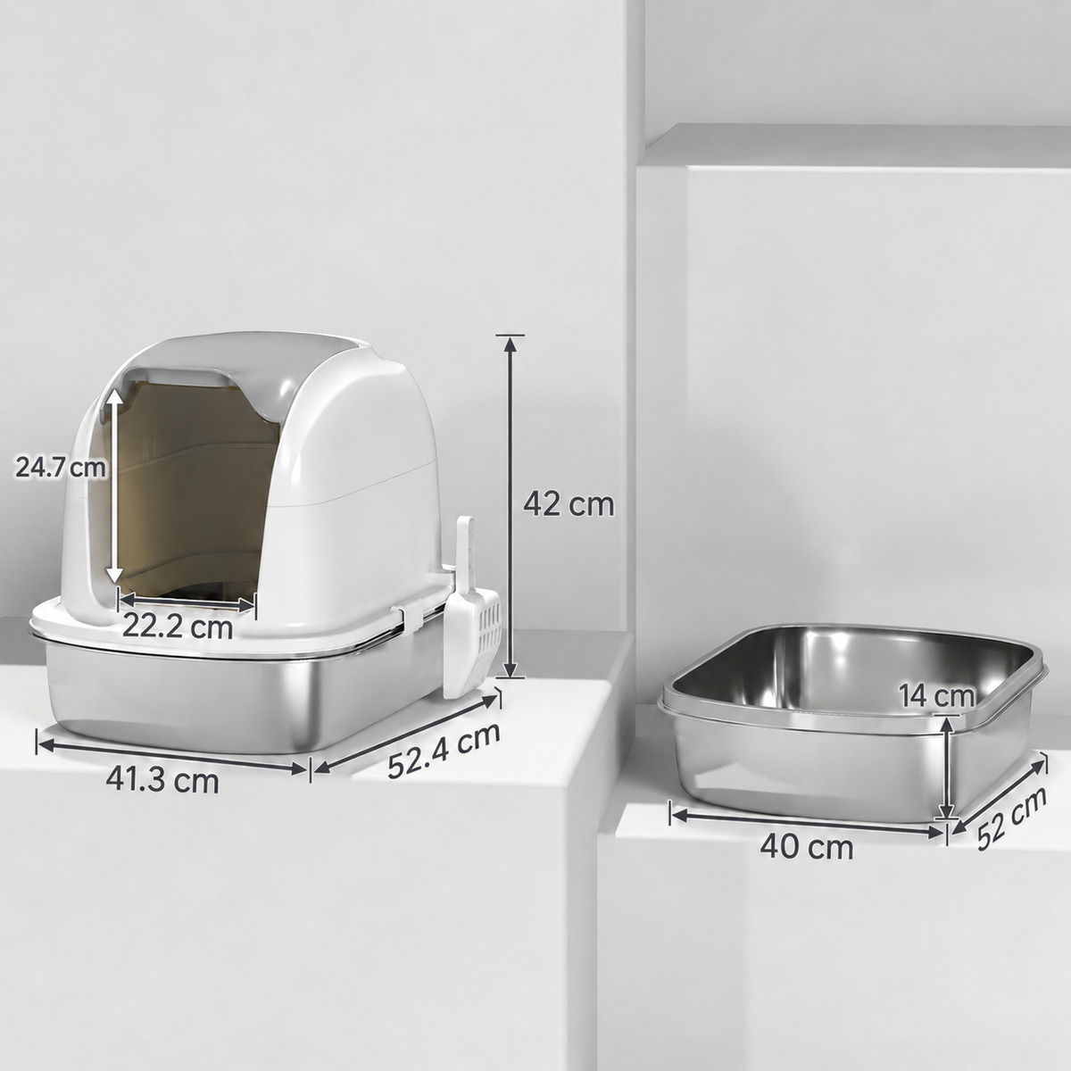 The Silver Parlour dimensions: 52.4 x 41.3 x 42 cm with a 22.2 x 24.7 cm entrance