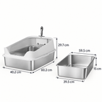The Silver Gallery dimensions: 60.2 by 40.2 by 29.7 cm, with a 59.5 by 39.5 by 15 cm lower pan