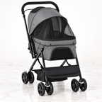 Reversible-Handle Pet Stroller – 10kg Limit — Grey — Giant Paws studio