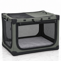 90cm army-green folding soft pet crate on light white marble