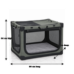 90cm folding soft pet crate dimensions: 90cm long, 64cm deep and 64cm high