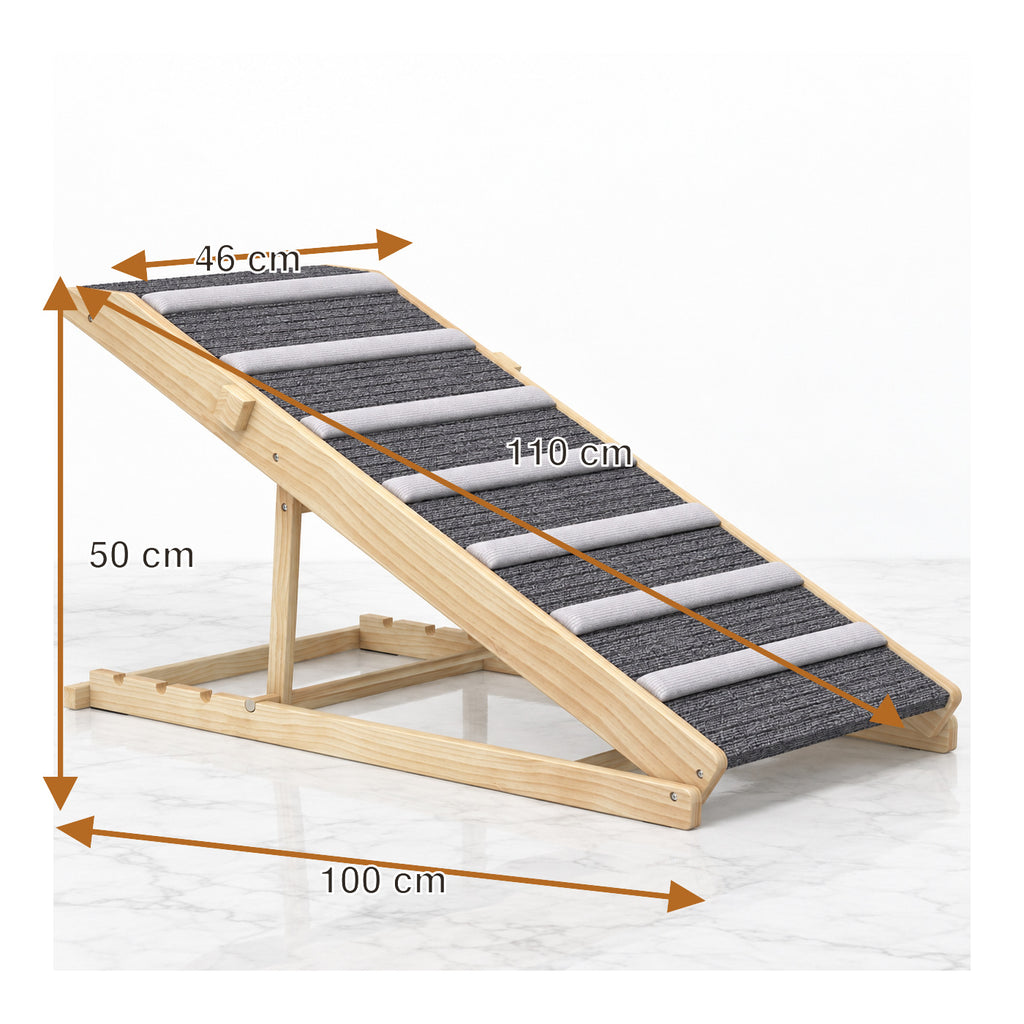 Folding wooden pet ramp dimensions: 110cm ramp, 100cm base and 50cm high