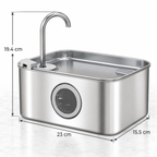 3.2L stainless steel cat fountain dimensions: 23 x 15.5 x 19.4 cm