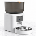 4L automatic cat feeder with camera on light white marble