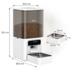 4.5L automatic cat feeder dimensions: 18.6 by 28.6 by 35.2 cm