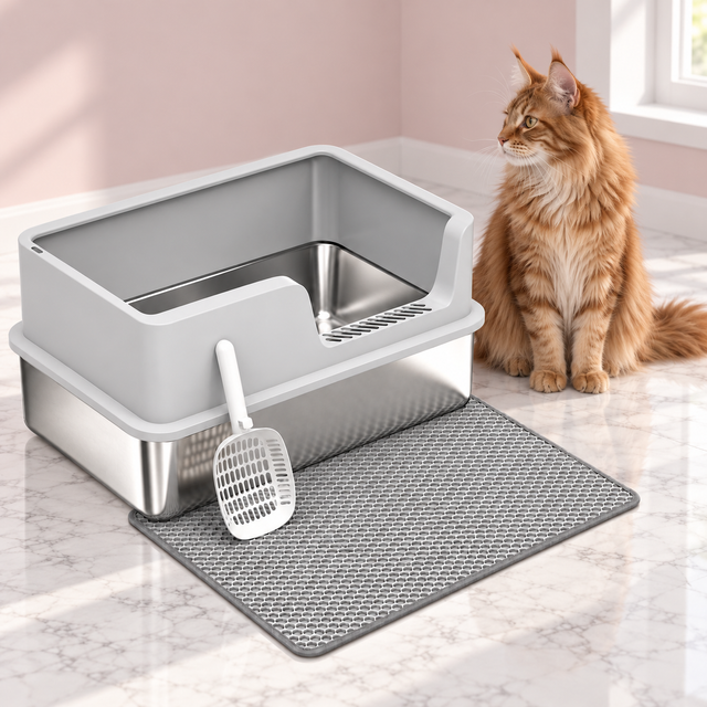XL Stainless Steel Cat Litter Tray 60 cm – The Silver Guard