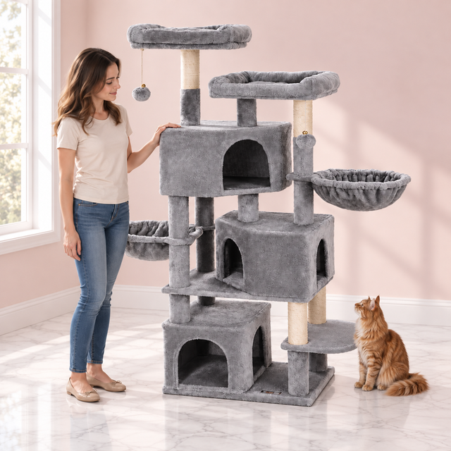 Maine Coon Cat Tree 164cm | Large Cat Tower – Silver Lodge