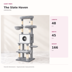 Cat Tree 166cm | Modern Multi-Level Tower – The Slate Haven — overall dimensions