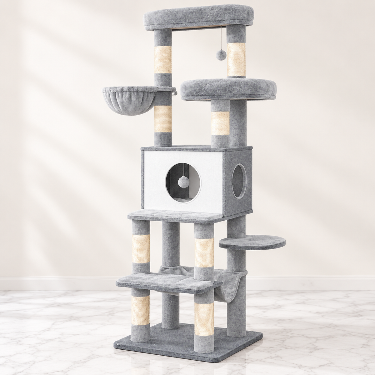 Cat Tree 166cm | Modern Multi-Level Tower – The Slate Haven — studio view