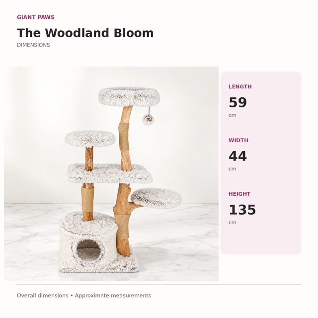 Cat Tree 135cm | Natural Branch Tower – The Woodland Bloom — overall dimensions