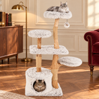 Cat Tree 135cm | Natural Branch Tower – The Woodland Bloom with Maine Coons — lifestyle illustration