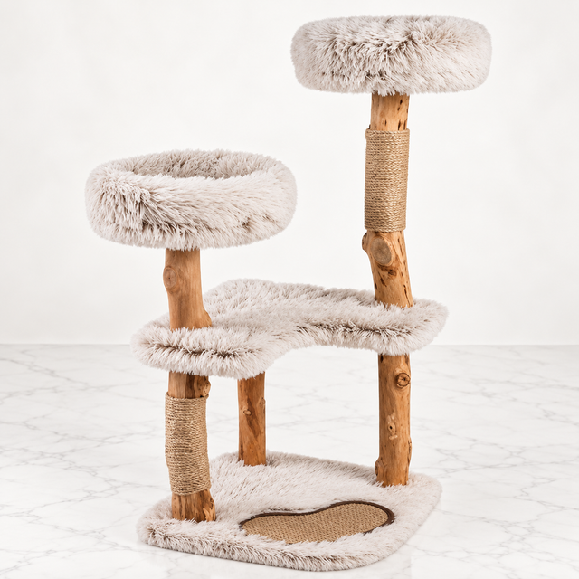 Natural Branch Cat Tree | Two Padded Perches – The Twin Blossom — studio view