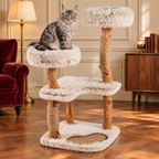 Natural Branch Cat Tree | Two Padded Perches – The Twin Blossom with Maine Coons — lifestyle illustration