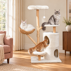 Cat Tree 142cm | Natural Wood Tower – The Blossom Residence with Maine Coons — lifestyle illustration