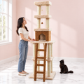 Premium Cat Tree – The Canopy Estate with a black Maine Coon in a pale pink room