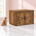 Cat Litter Box Enclosure with Barn Doors – The Lift-Top with a ginger Maine Coon in a pale pink room