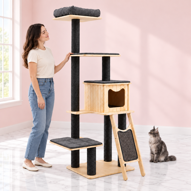 Wooden Cat Tree – The Five-Level Lodge