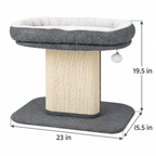 Modern Cat Tree Tower with Large Plush Perch and Sisal Scratching Plate — dimensions inches