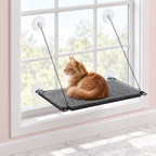 Self-Warming Window Lounger Cat Perch – The Sunwarm Lounger with a ginger Maine Coon in a pale pink room