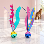 Seaweed Tumblers 2-Pack Catnip Toys – The Seaweed Tumble with a ginger Maine Coon in a pale pink room
