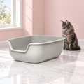 BetterBox Cat Litter Box – The Everyday Gallery with a smoky grey Maine Coon in a pale pink room