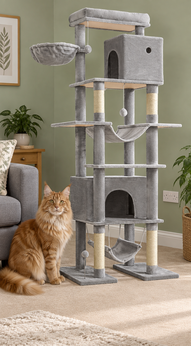 Grand Summit cat tower in sage UK living room