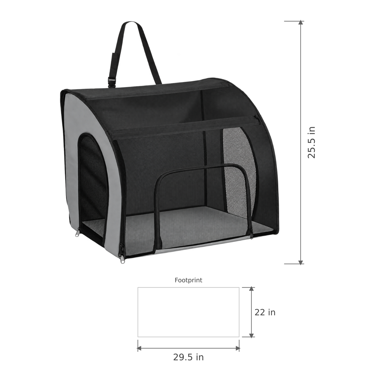 Large Soft-Sided Cat Travel Carrier — dimensions in inches