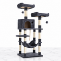 Misty Perch smoky-grey cat tower on white marble