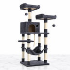 Misty Perch smoky-grey cat tower on white marble