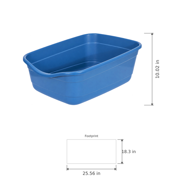 Giant Open Cat Litter Box — Blue Mesa — dimensions in inches