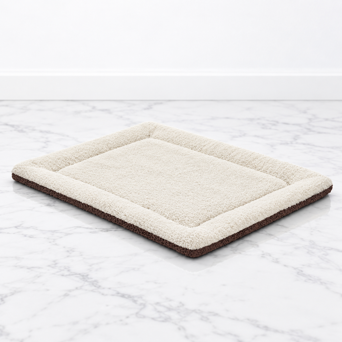 Self-Warming Cat Pad — Oatmeal & Chocolate on white marble