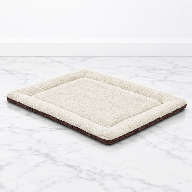Self-Warming Cat Pad — Oatmeal & Chocolate on white marble