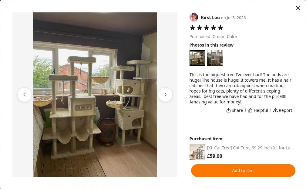 Kirst Lou’s photograph of Maine Coon Cat Tree 176cm | XL Multi-Level Tower – The Grand Haven
