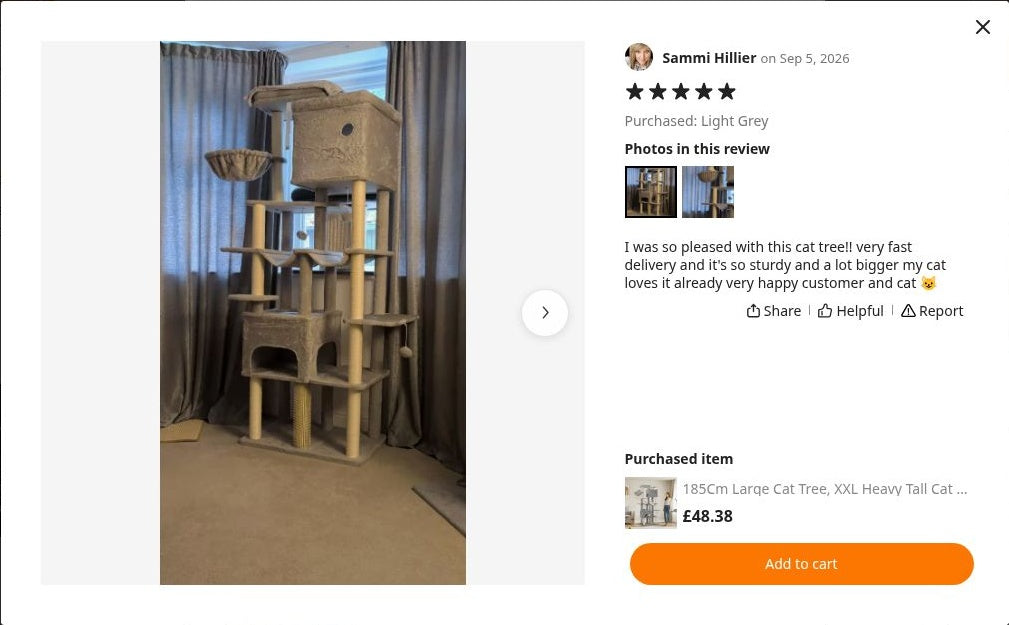 Sammi Hillier’s photograph of Maine Coon Cat Tree 185cm | Large Cat Tower – Taj-MeowHall