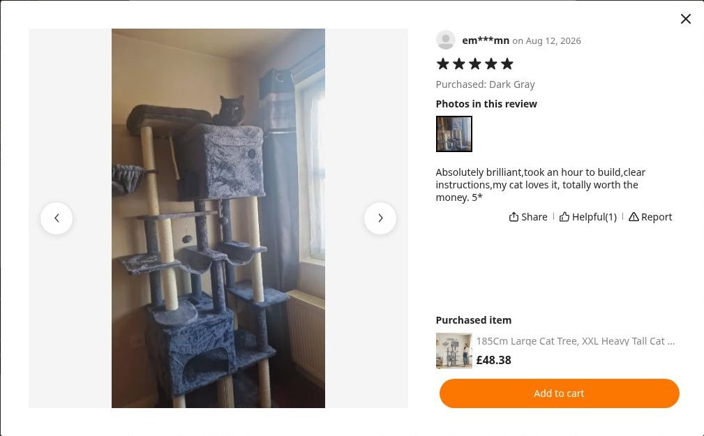 em***mn’s photograph of Maine Coon Cat Tree 185cm | Large Cat Tower – Taj-MeowHall