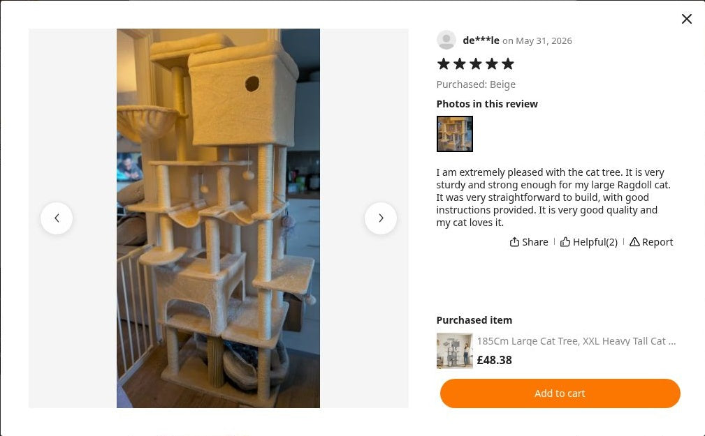 de***le’s photograph of Maine Coon Cat Tree 185cm | Large Cat Tower – Taj-MeowHall