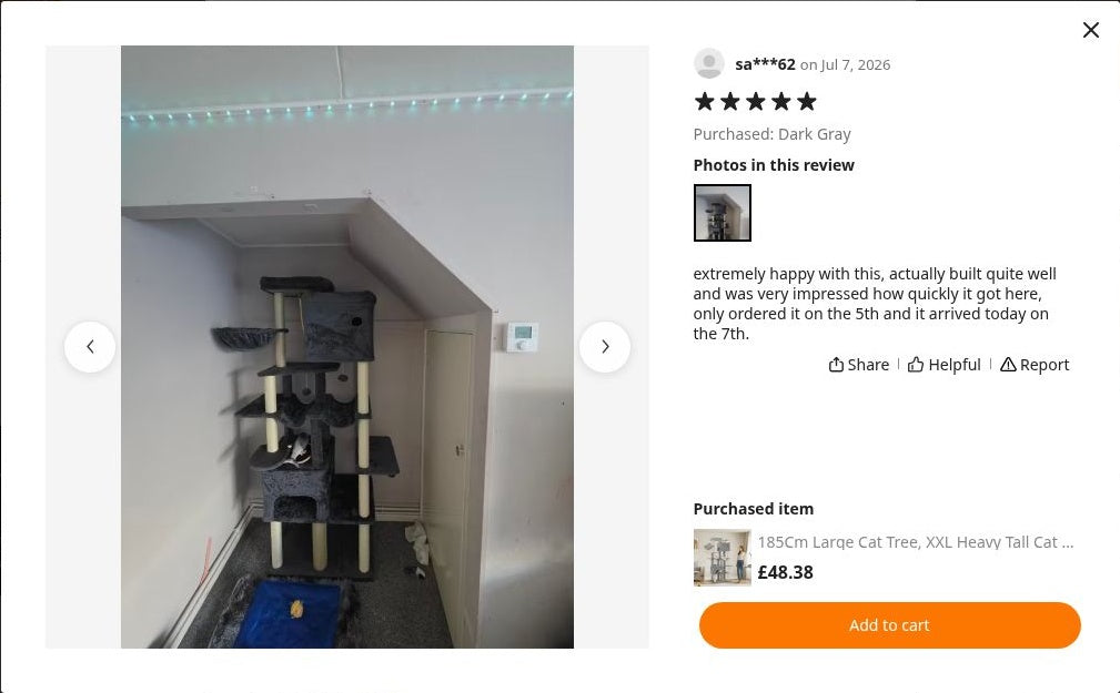sa***62’s photograph of Maine Coon Cat Tree 185cm | Large Cat Tower – Taj-MeowHall