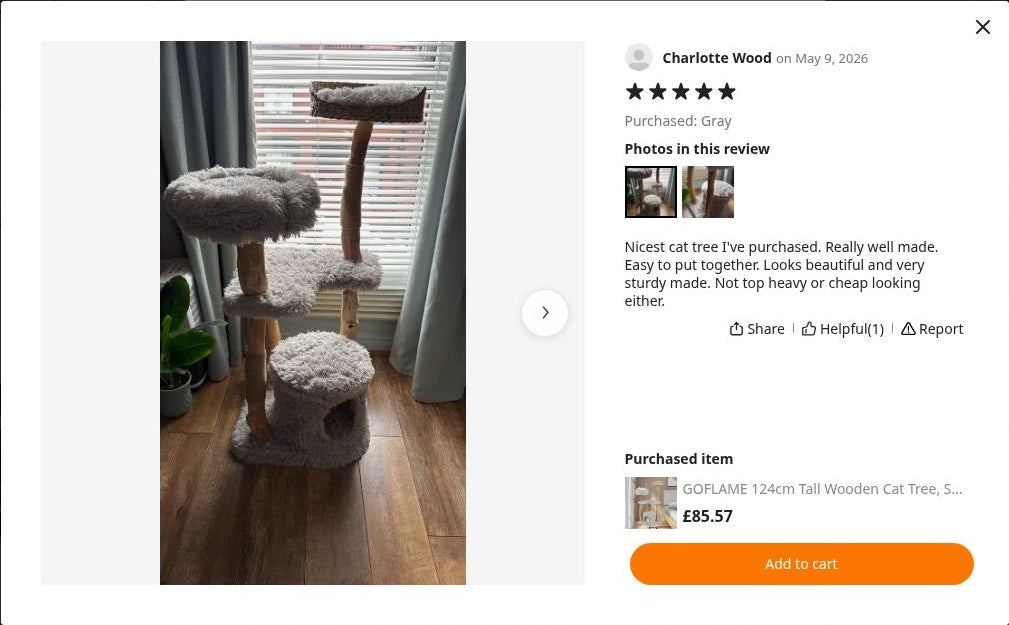 Charlotte Wood’s photograph of Cat Tree 124cm | Wooden Tower with Condo – The Ashwood Nest