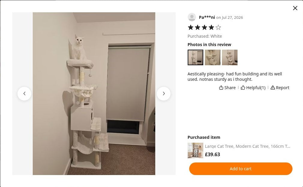 Pa***ni’s photograph of Cat Tree 166cm | Modern Multi-Level Tower – The Slate Haven