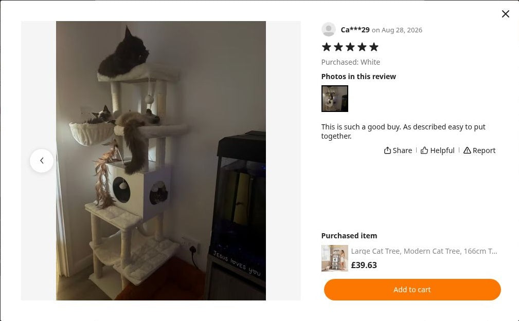 Ca***29’s photograph of Cat Tree 166cm | Modern Multi-Level Tower – The Slate Haven